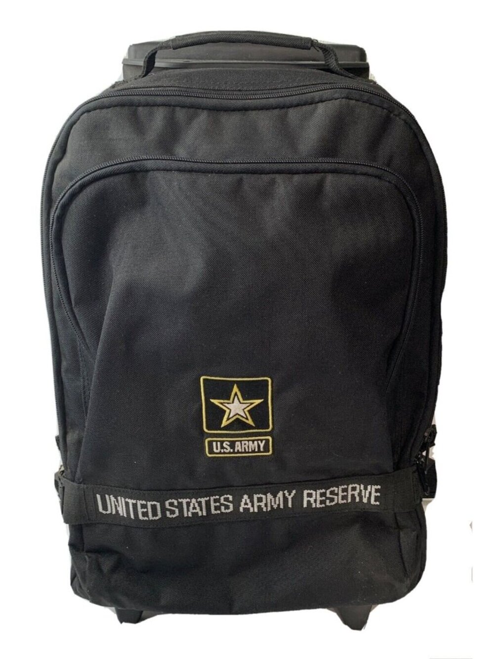 US Army Reserves Black Backpack Upright Luggage Wheeled Rolling Bag Hiking